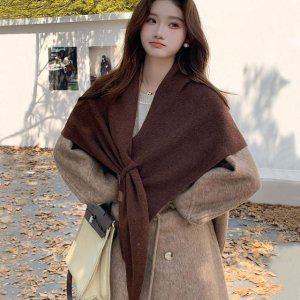 브라운 니트케이프 레이스케이프 망토 비틀버드 페이크카라