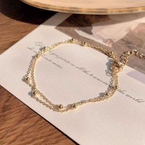 두줄 체인 골드 데일리 여성 얇은금팔찌 고급팔찌