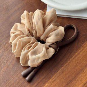 쉬폰 곱창밴드 브라운 리본 데일리헤어 머리끈 헤어악세사리 리본핀