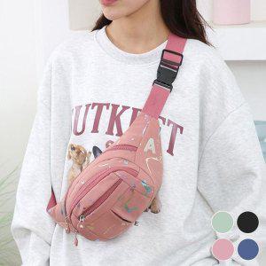 분홍색 힙색 메신저백 여성가방 슬링백 여성크로스백 데일리백 가죽미니백