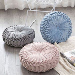 플리츠 방석 멜란지그레이 쿠션 원형 벨벳쿠션 호박