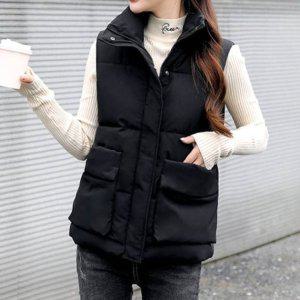 블랙 패딩 조끼 누비 여성 조끼 쪼끼 반폴라 여성패딩 베스트