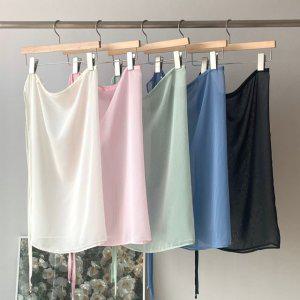 랩스커트 여름스커트 레이어드 실버참 밴딩스커트