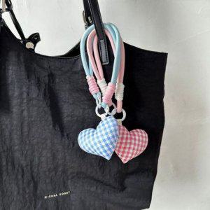 키링 열쇠고리 1p 체크 키홀더 하트 가방고리 폰스트랩