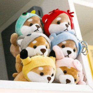 키링 6종 템 시바 친구 댕댕이 동물 귀여운 걸이 가방 모자쓴 가방고리 인형 백팩 고리 캐릭터 선물