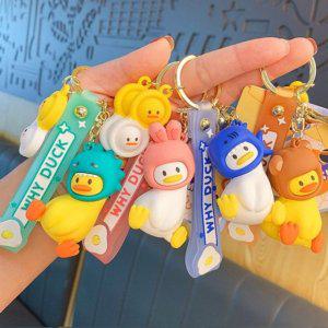 키링 키홀더 4color 자동차 백팩 인형 오리 삐딱 동물 귀여운 고리 갸우뚱 가방 미니 열쇠