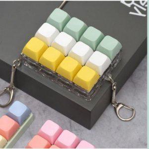 키링 청축 4구 딸깍이 클리커 키캡 파스텔 키홀더 커스텀 키캡키링 피젯 키보드 기계식 열쇠고리