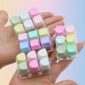 키링 키캡키링 키보드 피젯 딸깍이 키캡 사각 클리커 열쇠고리 파스텔 키홀더 커스텀 6구