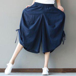 일자바지 옆트임 여성바지 편한바지 7부 여성