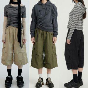 여성바지 남여공용 7부 와이드팬츠 와이드 팬츠