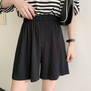 일자바지 팬츠 OPK 여성바지 5부 플리츠 밴