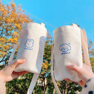 귀여운 그림 캔버스 보틀백 텀블러백 천가방 물병파우치 가벼운가방 에코백 숄더백