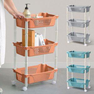 이동식선반 수납함 정리함 철제 다용도 세탁실 주방 팬트리 3단