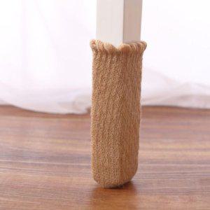 갈색 니트 식탁의자 발커버 소음방지패드 양말 의자소음방지 4P