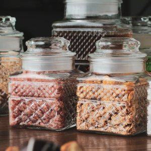 엔틱소품 유리병 과실주병 매실병 저장 사각 보관 밀폐 레몬청 500ml