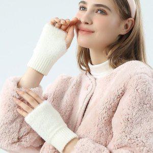 털장갑 핑거리스 여성 니트 반장갑 방한 겨울 따뜻한 스마트폰 핑크