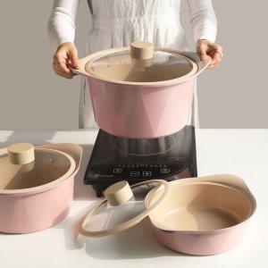 분홍색 양수냄비 곰솥 인덕션 28cm 세라믹 국냄비