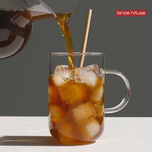 손잡이 물컵 가정용 튼튼한 유리잔 예쁜 두꺼운 캡슐커피잔 500ml 유리컵