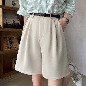 핀턱 베이지 반바지 슬랙스 여성 여름 정장 편한 쿨바지 출근