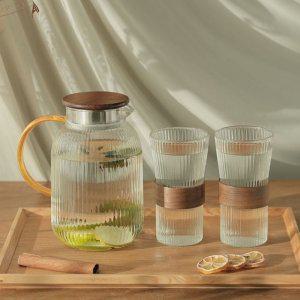 유리 직화 가정용 티포트 저그 워터 찻잔 보리차 2p 450ml