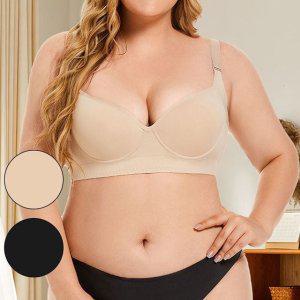 블랙 스킨 빅사이즈 브라 편한 심리스 속옷 큰컵 와이어 보정