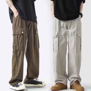 카고팬츠 남자 세미와이드 브라운 카키 카고바지 남성바지 작업복