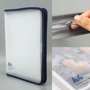 A4 지퍼형 파일케이스 반투명 플라스틱 화일케이스