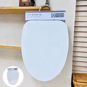 변기시트커버 뚜껑 온열 교체 일회용 무소음 극세사 양변기 슬림 하드형 변기커버 O형 화이트