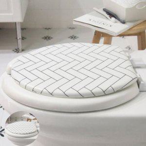 변기시트커버 뚜껑 온열 교체 일회용 무소음 극세사 양변기 헤링본 소프트 변기커버 U형