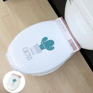 변기시트커버 뚜껑 온열 교체 일회용 무소음 극세사 양변기 선인장 소프트 변기커버 o형 대형