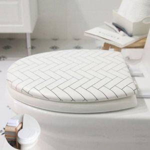 변기시트커버 뚜껑 온열 교체 일회용 무소음 극세사 양변기 헤링본 소프트 변기커버 O형