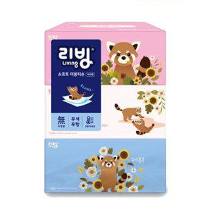 레서판다 미용티슈 갑티슈 무형광 화장지 부드러운 펄프 3입 180매