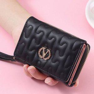 여성 블랙 브이 버클 퀼팅 동전 반지갑 학생 패션 선물