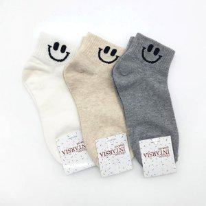 스마일 단목양말 흰색 베이지색 양말세트 편안한