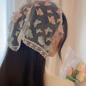 레이스 두건 스카프 파스텔 플라워 헤어두건 패션소품 여름헤어밴드 머리띠 터번