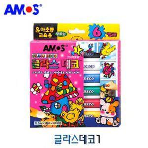 글라스데코 미술놀이 스티커 물감 유리 컬러스티커 썬데코 6색 유아미술 그림물감