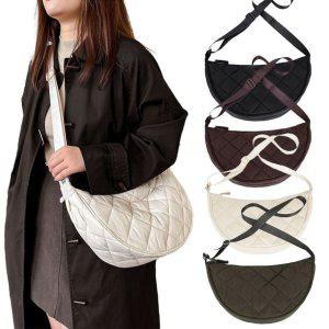 아이보리 퀼팅 반달 크로스백 여성가방 핸드폰 가벼운데일리백