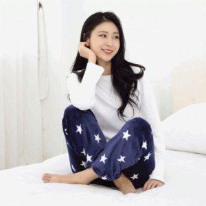 잠옷 공장 커플잠옷 겨울 여성 스타네이비 따뜻 잠옷바지 극세사 프리사이즈 포근 수면잠옷