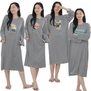 잠옷 공장 커플잠옷 학생 스판 사방 원피스 실내복 파자마 홈웨어 오버핏 빅사이즈 여성 주니어