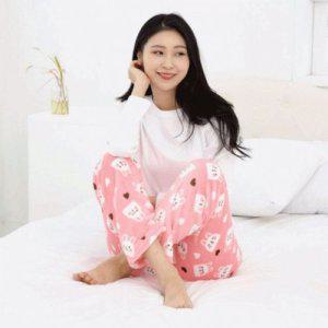 잠옷 공장 커플잠옷 크래빗 극세사 프리사이즈 겨울 수면잠옷 따뜻 여성 잠옷바지 포근