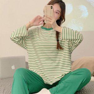 잠옷 공장 커플잠옷 긴팔 브라캡 캡내장잠옷 노브라티셔츠 홈웨어상하세트 파자마 단가라 바지