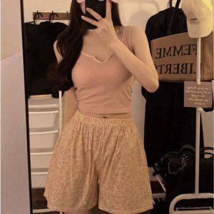잠옷 공장 커플잠옷 여름 체크 여자 반바지 파자마 잠옷 사각팬티 플라워 바지 여성