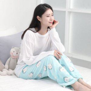 잠옷 공장 커플잠옷 겨울 잠옷바지 포근 수면잠옷 프리사이즈 따뜻 민트베어 여성 극세사