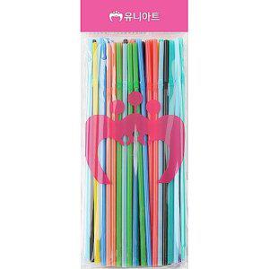 유니아트 색상혼합 주름빨대 5mm 10개 굵은빨대 커피 버블티