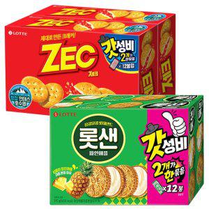 롯데 롯샌 파인애플 2번들 630g(315gx2) 1개+제크 오리지널 2번들 600g(300gx2)1개