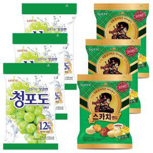 롯데 청포도 캔디 323g 3개+스카치캔디 세가지맛 317g3개