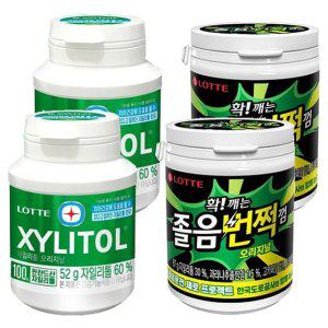 롯데 자일리톨 오리지날 용기 52g 2개+졸음번쩍껌 용기 87g2개