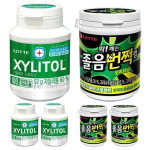 롯데 자일리톨 오리지날 용기 52g 3개+졸음번쩍껌 용기 87g3개