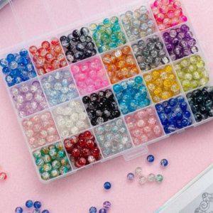 다채로운 비즈 팔찌 만들기 24칸 8mm 600pcs 크리스탈 비즈 공예 재료 구슬