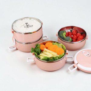 컴팩트 3단 도시락통 운동회 피크닉 손잡이 휴대용 밀폐형 스테인레스